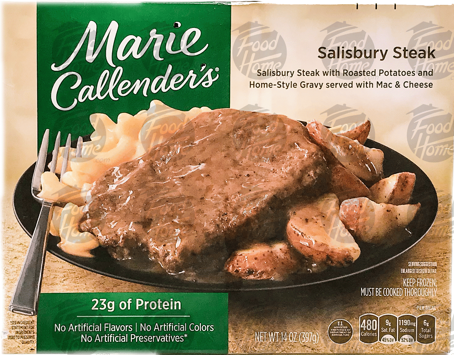 Marie Callender's  salisbury steak with roasted potatoes and home-style gravy with cheesy broccoli & cauliflower Full-Size Picture